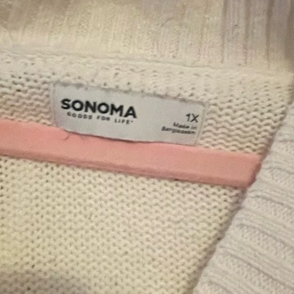 Striped Black and White Women's Sweater 1X - Picture 4 of 5